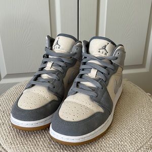 Gently worn air jordan 1 mid coconut milk